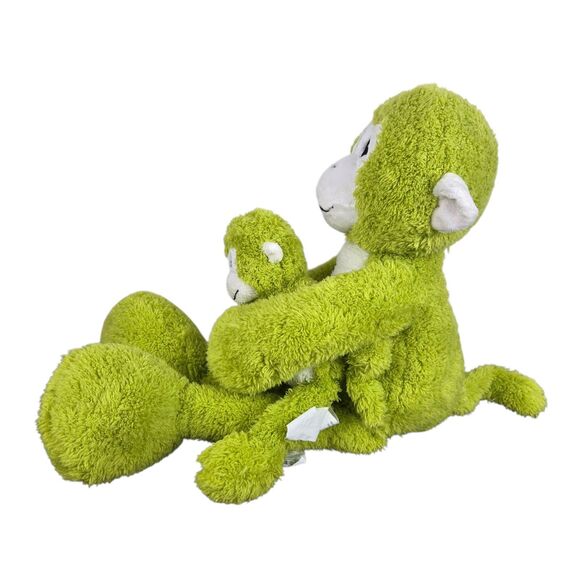 Set of 2 Pier 1 Imports Green Monkey Max Plush Ape Gorilla 21" & 10" - Picture 5 of 15